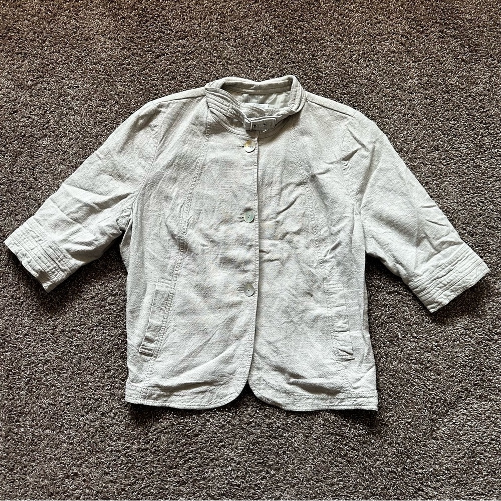 JH Collectibles 3X Linen Blend Buckle Detail Jacket